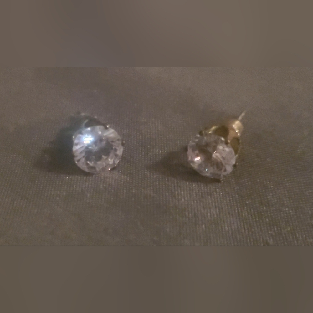 Clear Crystal Golden Stud Earrings